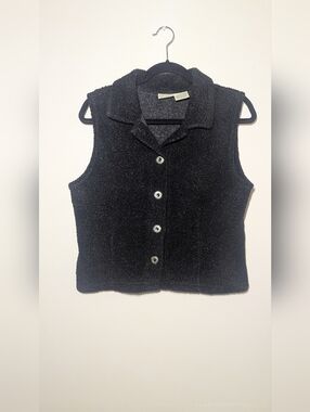 St. John's Bay Black Bouclé Collared Vest
